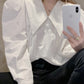 Itzy Chaeryeong Inspired White Loose Collar Long-Sleeved