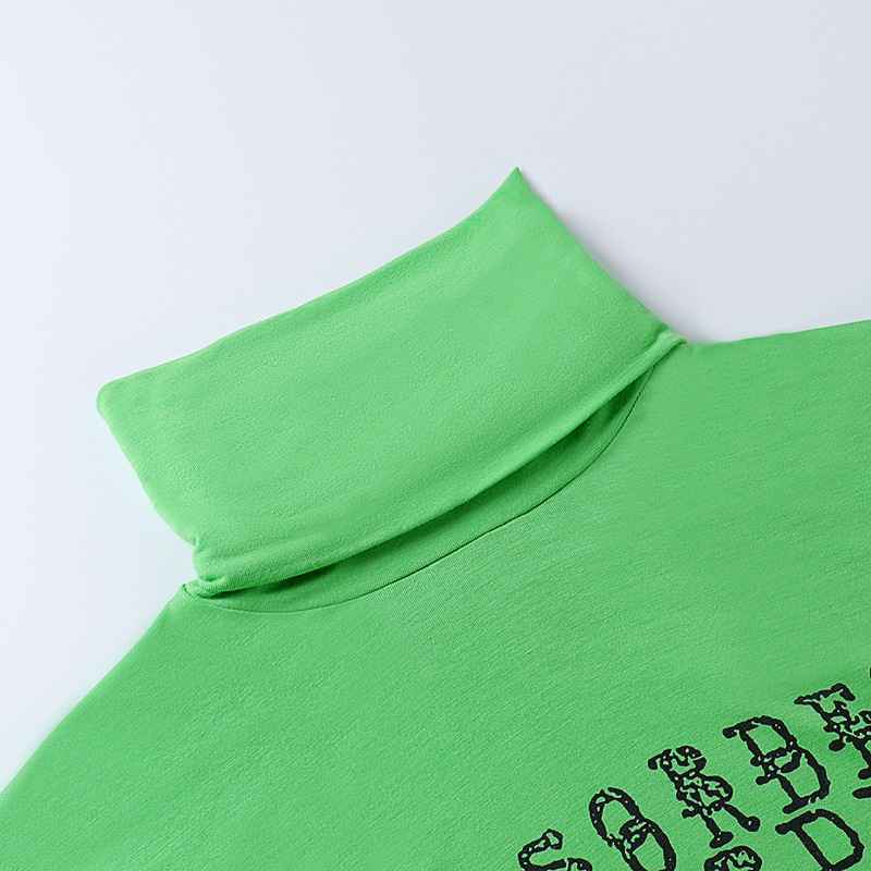 Blackpink Lisa Inspired Green Disorder Print Turtleneck Top