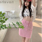 Blackpink Rose Inspired Pink Denim High Waist Mini Skirt