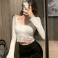 Everglow Onda Inspired White Lace Edge Long-SleevedTop