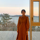 Penthouse Joo Seok Kyung Inspired Orange Puff Sleeves Leather Dress
