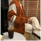 Oversize Orange Knit Cardigan