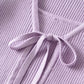 Simple Blackpink Jennie-inspired Purple Ribbon Cardigan Set