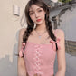 TWICE Momo Inspired Pink Lace-Up Corset Crop Top
