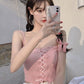 TWICE Momo Inspired Pink Lace-Up Corset Crop Top