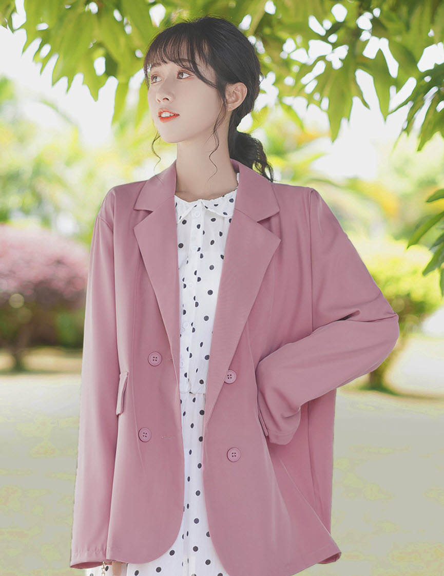 Pink Loose Suit Jacket