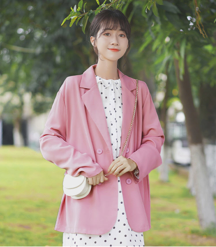 Pink Loose Suit Jacket