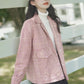 Pink Plaid British Style Woolen Jacket