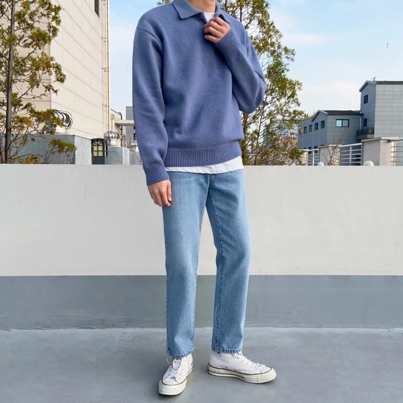 Light Blue Polo Sweater
