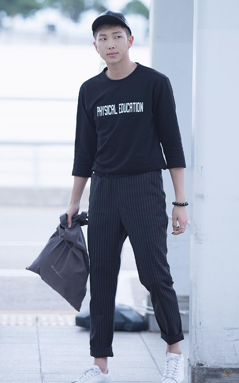 BTS RM Inspired Black Stripe Pants