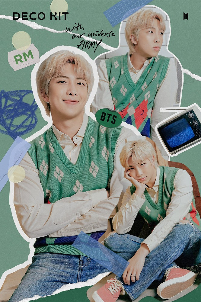 BTS RM Inspired Green Argyle Vest