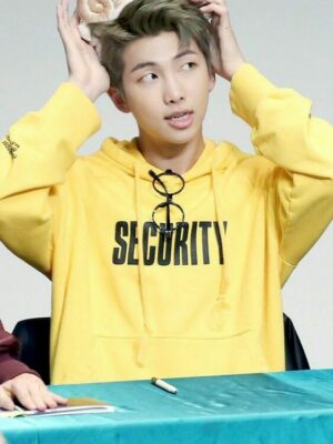 BTS RM Inspired Yellow Security Hooded Sweater