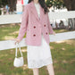 Red Buttoned Pink Suit Jacket