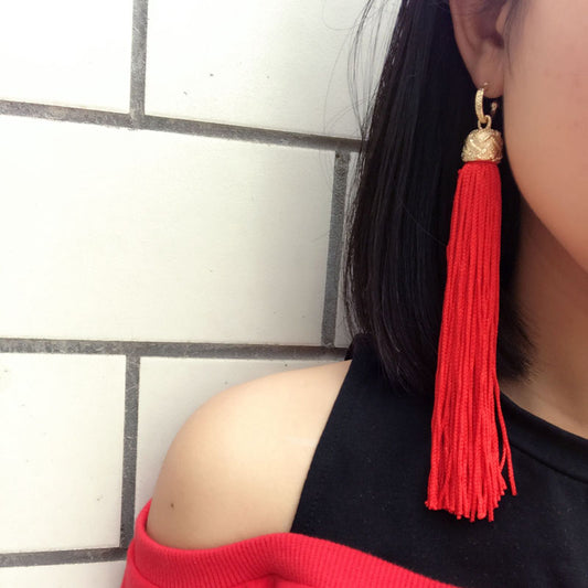 Blackpink Jennie Inspired Red Tassel Earrings