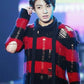 BTS Jungkook-Inspired Red And Black Ripped Striped Sweater