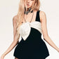 Blackpink Rose Inspired Black Velvet Jumpsuit With White Bow