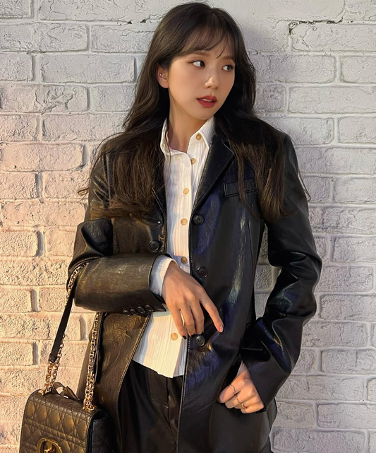 Blackpink Jisoo Inspired Black Leather Jacket