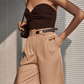 Wide Leg Shorts With Push Buckle