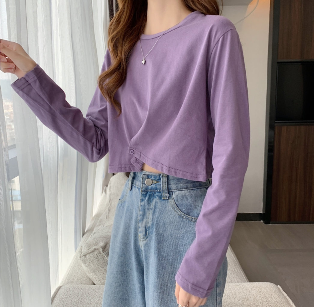 Purple Asymmetric Long Sleeve Sweater