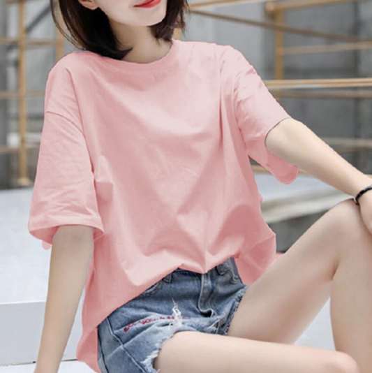 Peach Two-piece Short-Sleeved Loose Shirt