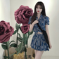 Blackpink Rose Inspired Blue Checkered Skirt