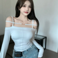 Blackpink Jennie Inspired White Off-Shoulder Top With String Details