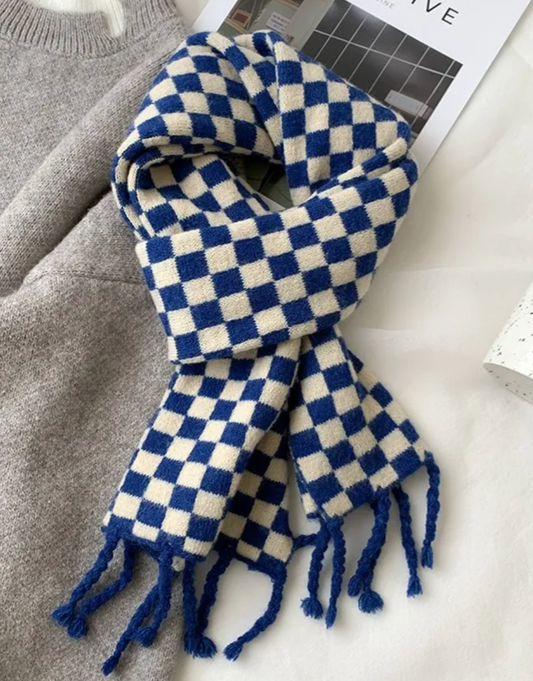 Seventeen The8 Inspired Blue Checkered Wool Scarf