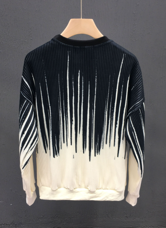 ATEEZ Seonghwa Inspired Beige Geometric Gradient Knit Sweater