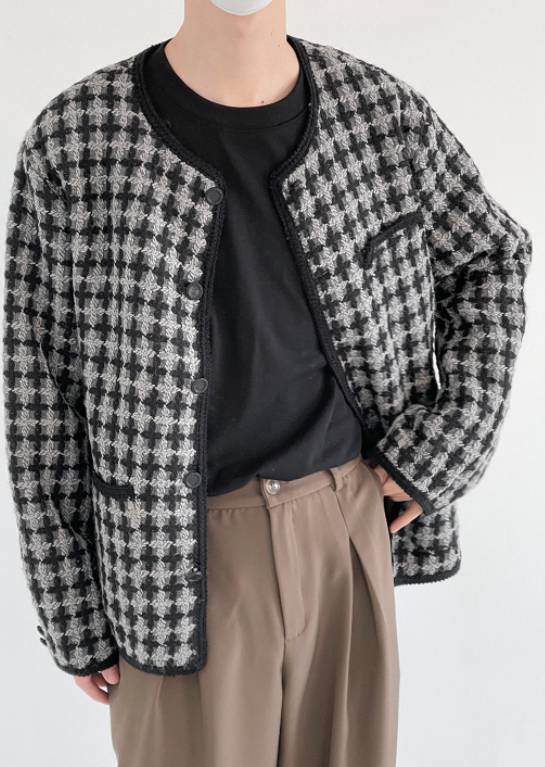 unnielooks BTS Jimin Inspired Loose Tweed Jacket XL