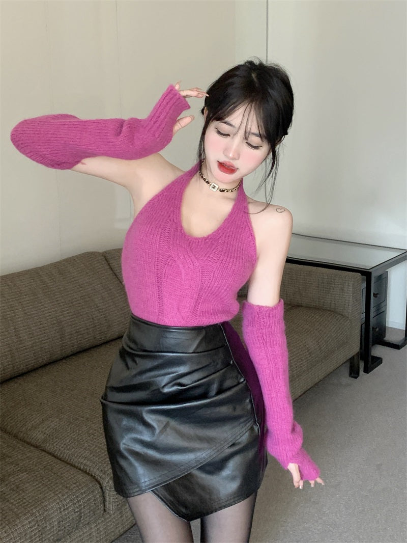 Red Velvet Seulgi-Inspired Lilac Halter Top With Arm Sleeves