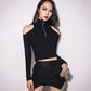 Black Short Sweater with Cut-out Shoulders