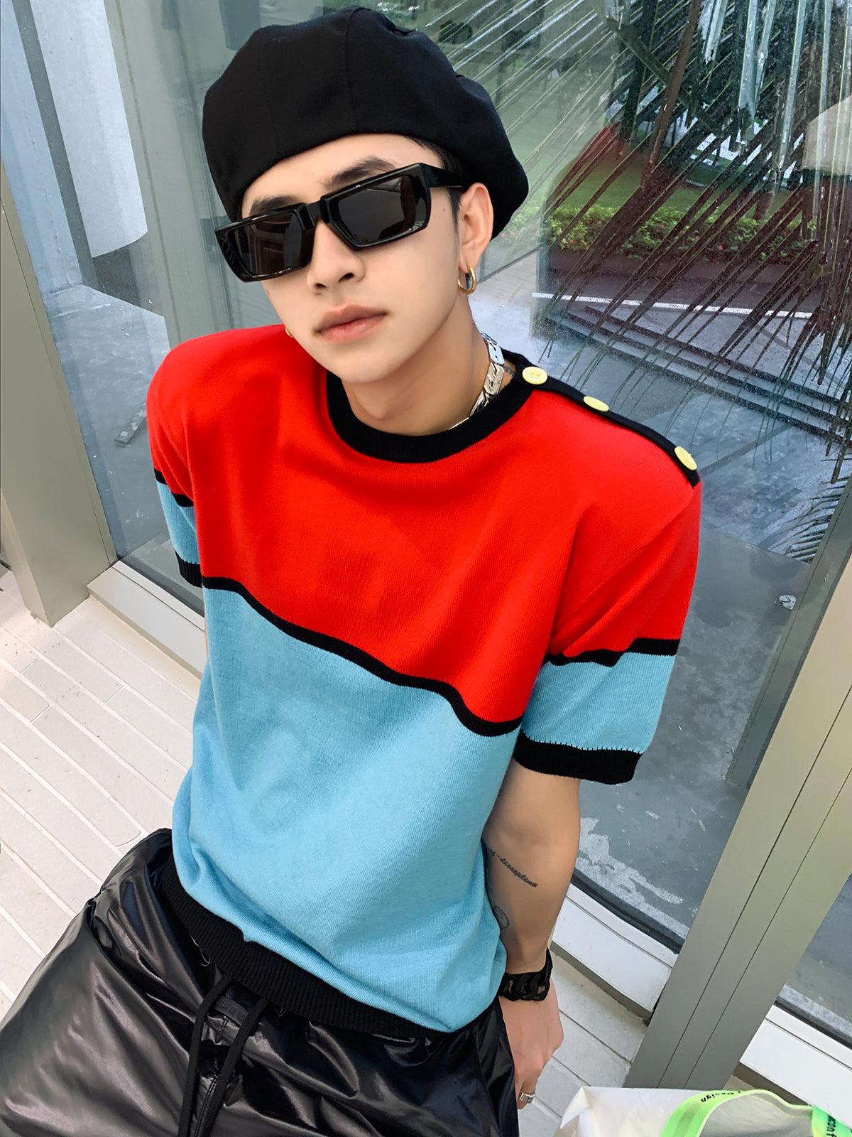 Stitching Contrast Color T-shirt