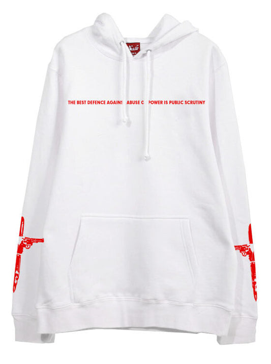 BTS Suga Inspired White “The Best Defense Against Abuse Of Power Is Public Scrutiny” Hoodie