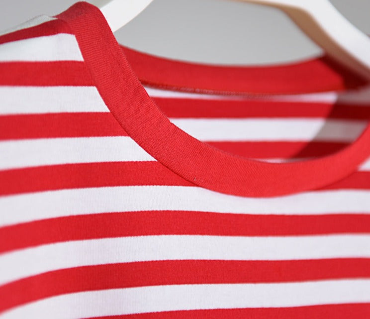 BTS Taehyung Inspired Women's Red Loose Stripe T-Shirt
