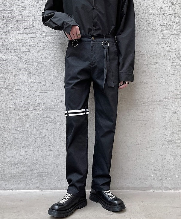BTS Taehyung Inspired Black Pants With Knee Strap