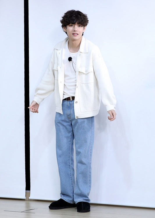 BTS Taehyung Inspired White Loose Denim Jacket
