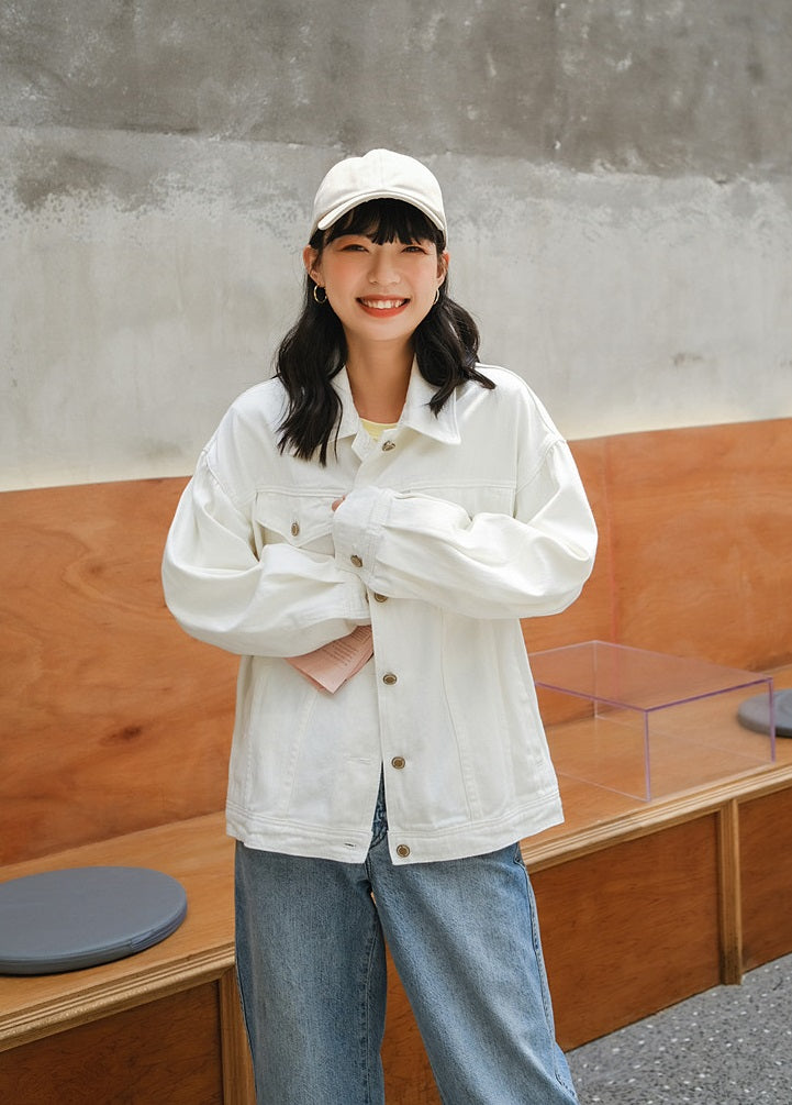 BTS Taehyung Inspired White Loose Denim Jacket