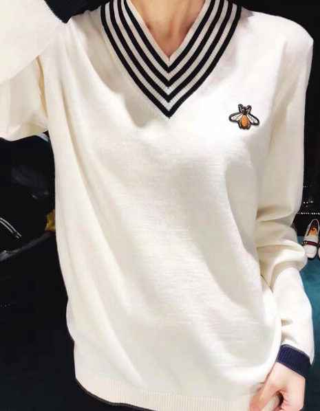 NCT127 Jaehyun Inspired White V-Neck Knitted Sweater