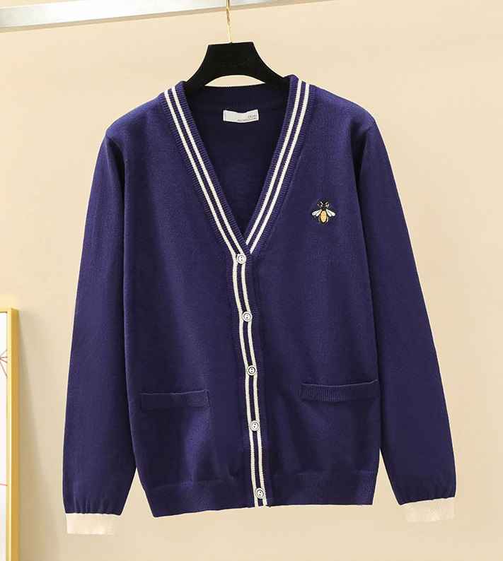 NCT127 Taeyong Inspired Navy Blue Cardigan With Bee Embroider