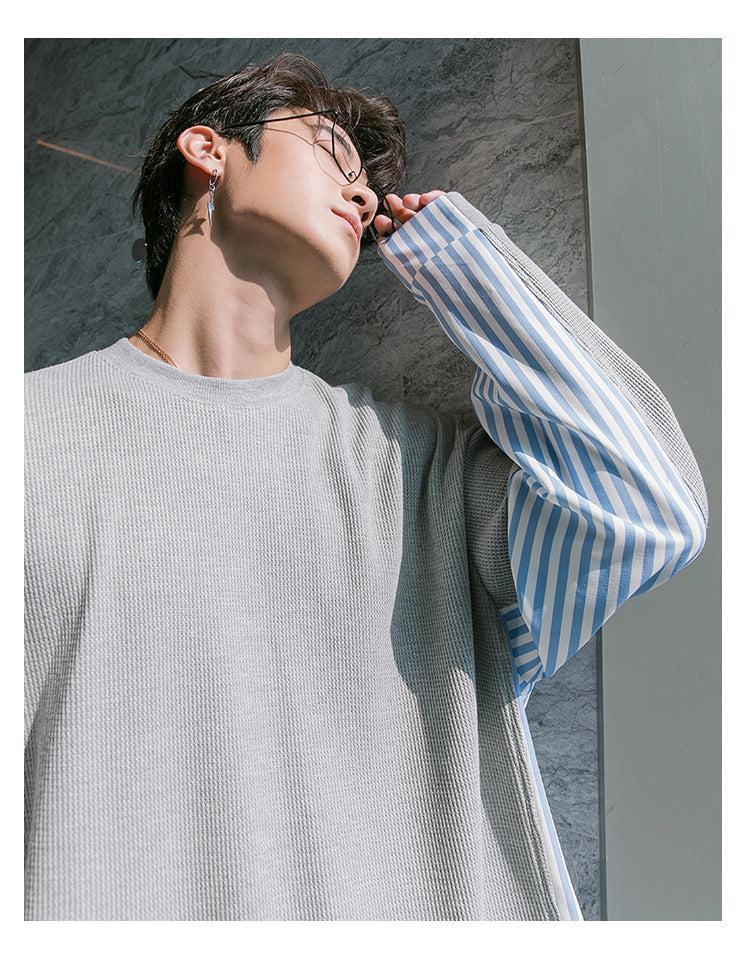 Two-piece Stitching Striped Sweatshirt