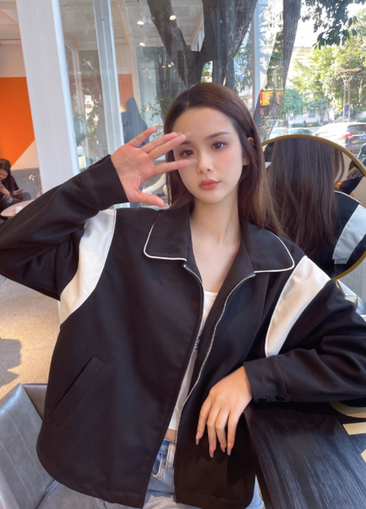 Red Velvet Wendy Inspired Black Polo Collar Zip Up Jacket
