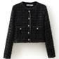 Mamamoo Wheein Inspired Black Tweed Short Jacket