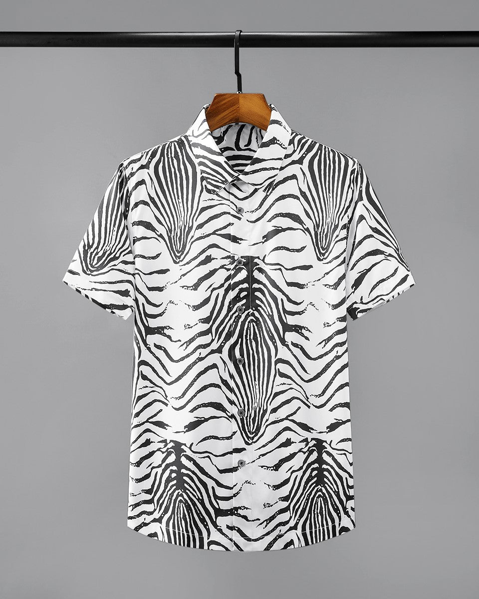 BTS Taehyung Inspired White And Black Zebra Print Shirt