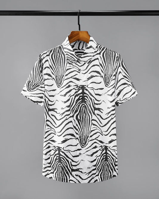 BTS Taehyung Inspired White And Black Zebra Print Shirt