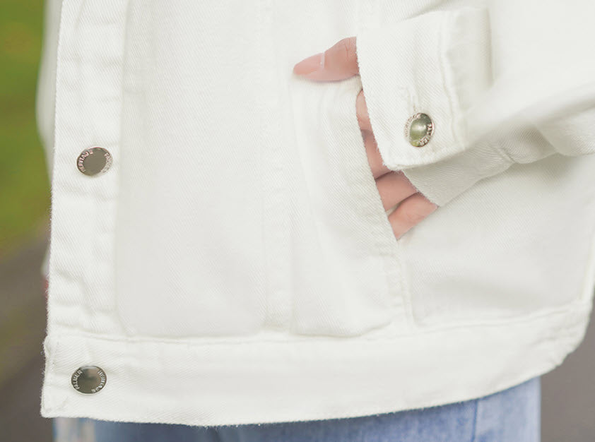 White Denim Street Style Jacket