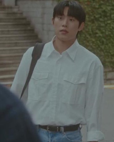 Our Beloved Summer Kim Ji Woong Inspired White Double Pocket Shirt