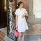 Blackpink Jisoo Inspired White Irregular Collared Dress