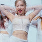 TWICE Nayeon Inspired White Lace Corset Crop Top