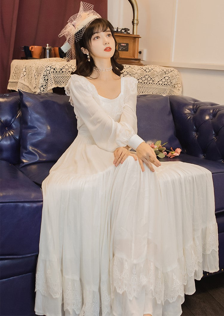 TWICE Sana Inspired White Ruffled Lace Fairy Dress