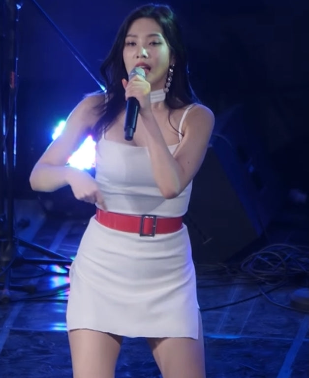 Red Velvet Joy Inspired White Sling Bodycon Dress